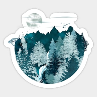 Winter Forest by Sunset Sticker